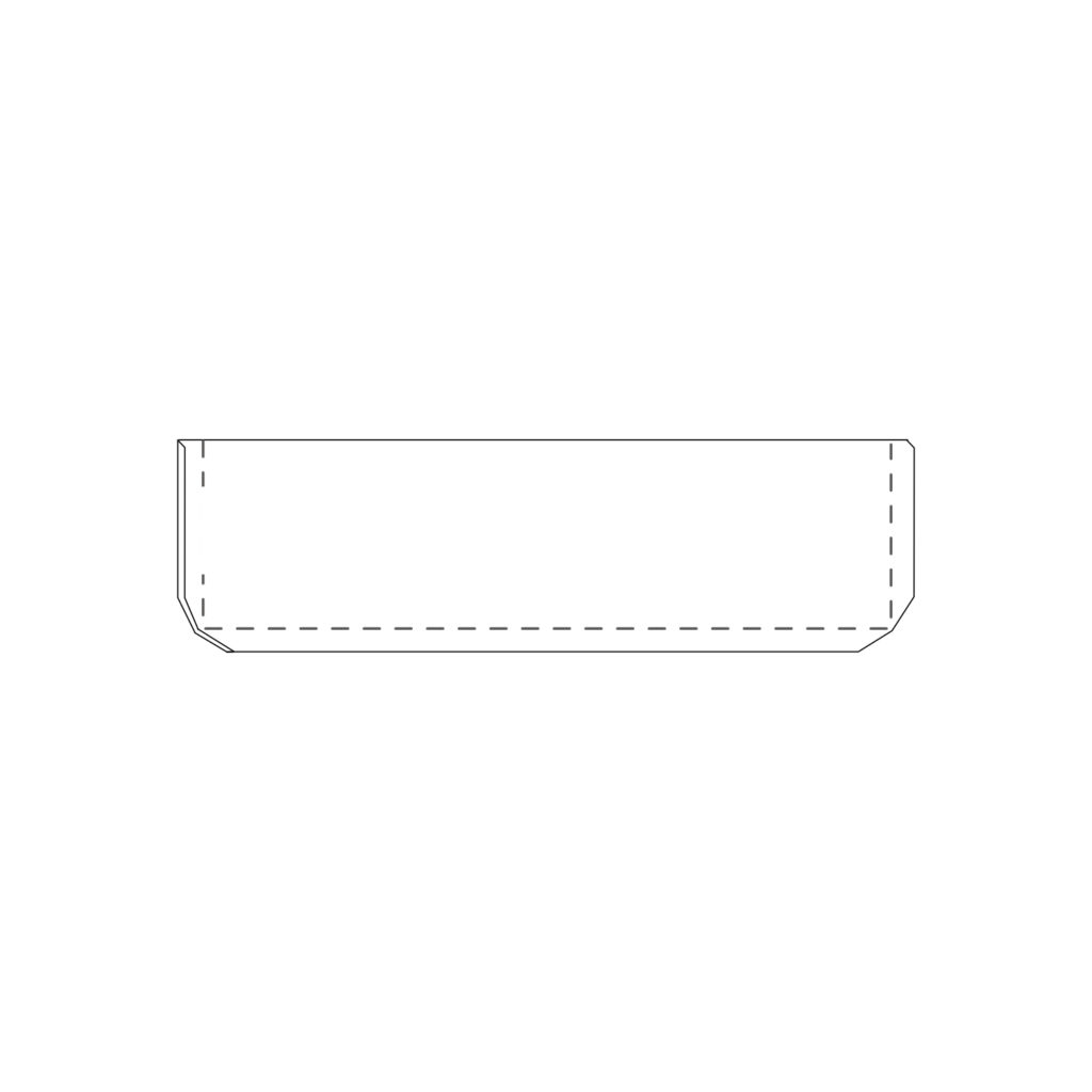 Diagram of a rectangular stitched piece of fabric with the corner seam allowances trimmed